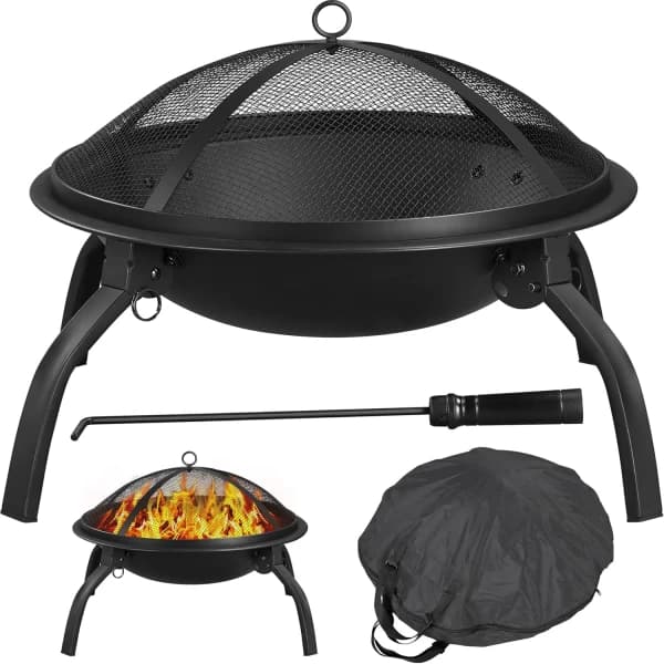Yaheetech Feuerstelle Ø 54 cm mit Funkenschutzdeckel