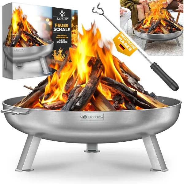KESSER Edelstahl-Feuerschale Ø 70 cm mit 2,5 mm Stahldicke